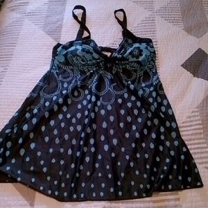 Black and Blue Sleeveless Bustier Camisole